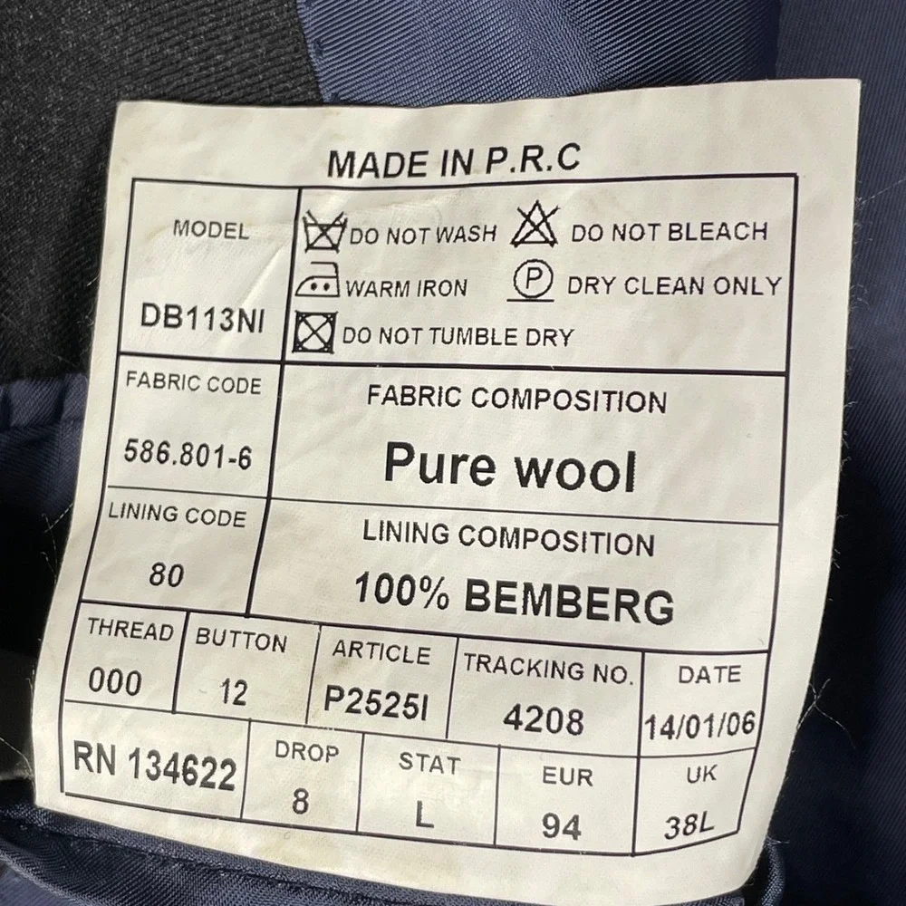 Suit Supply Vitale Barberis Canonico Super 110s Wool Blazer Charcoal Grey 38L